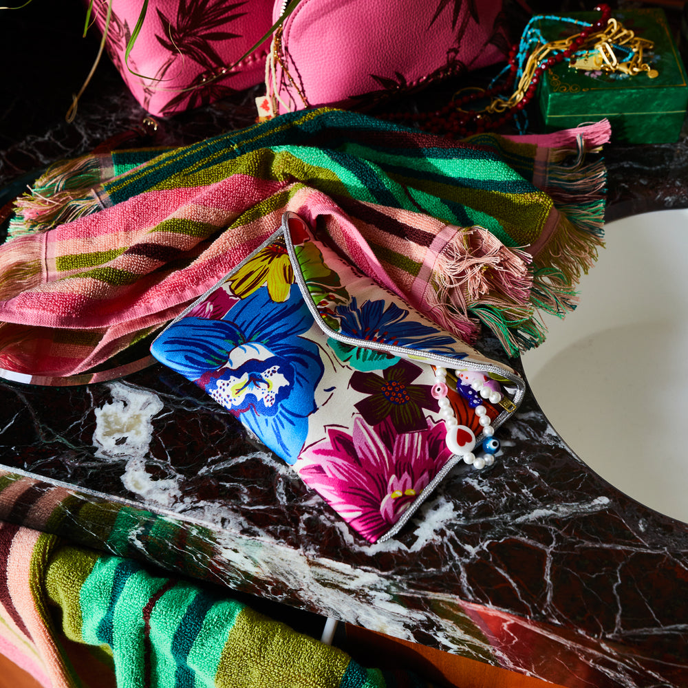 SAGE X CLARE - INES SILK POUCH: PORCELAIN