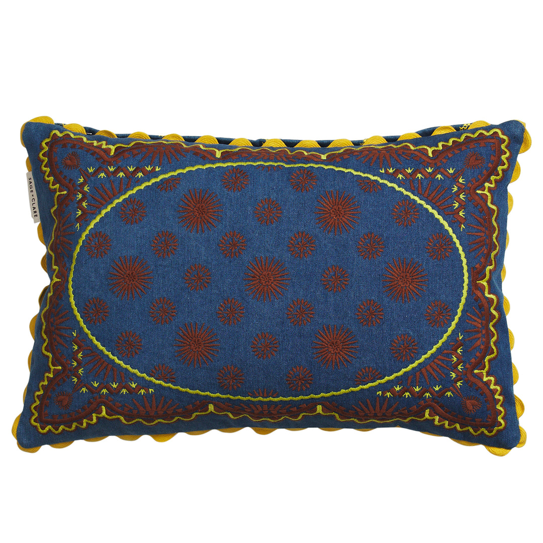 SAGE X CLARE - ANNELIESE REVERSIBLE DENIM CUSHION: POPPY