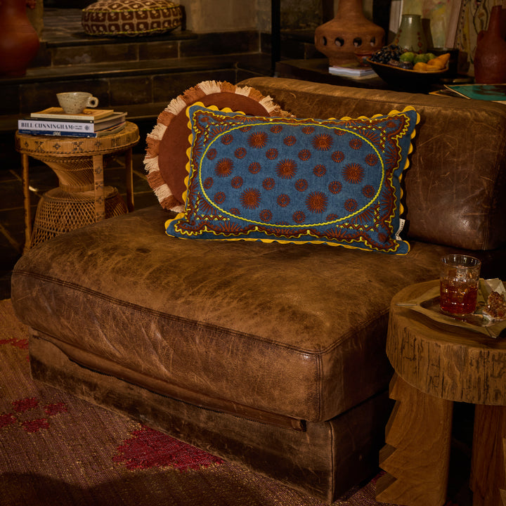SAGE X CLARE - ANNELIESE REVERSIBLE DENIM CUSHION: POPPY