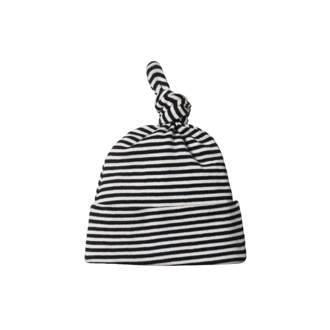 NATURE BABY - KNOTTED BEANIE: NAVY STRIPE