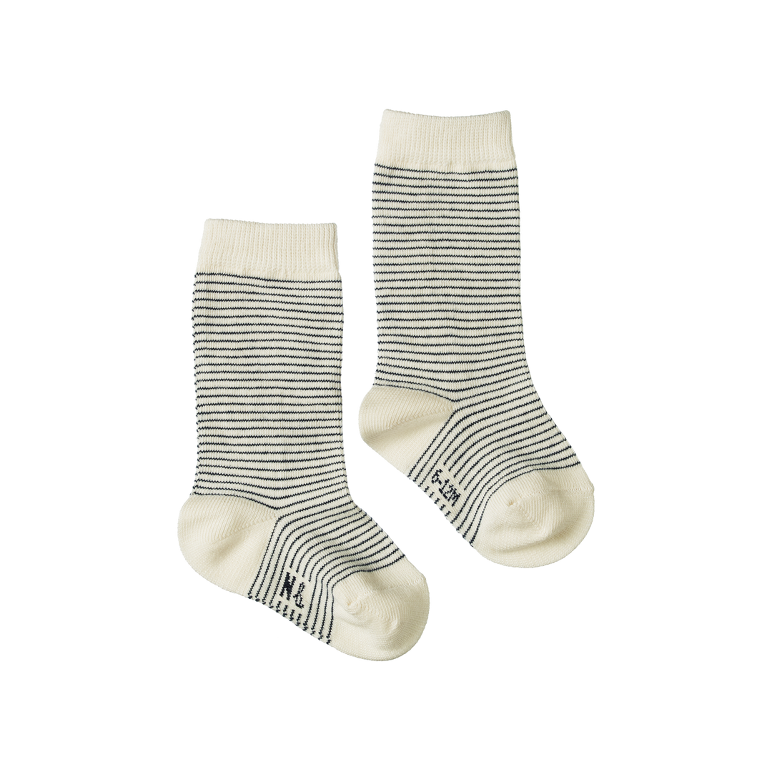 NATURE BABY - ORGANIC COTTON SOCKS: NAVY STRIPE [sz:0-6 MTHS]