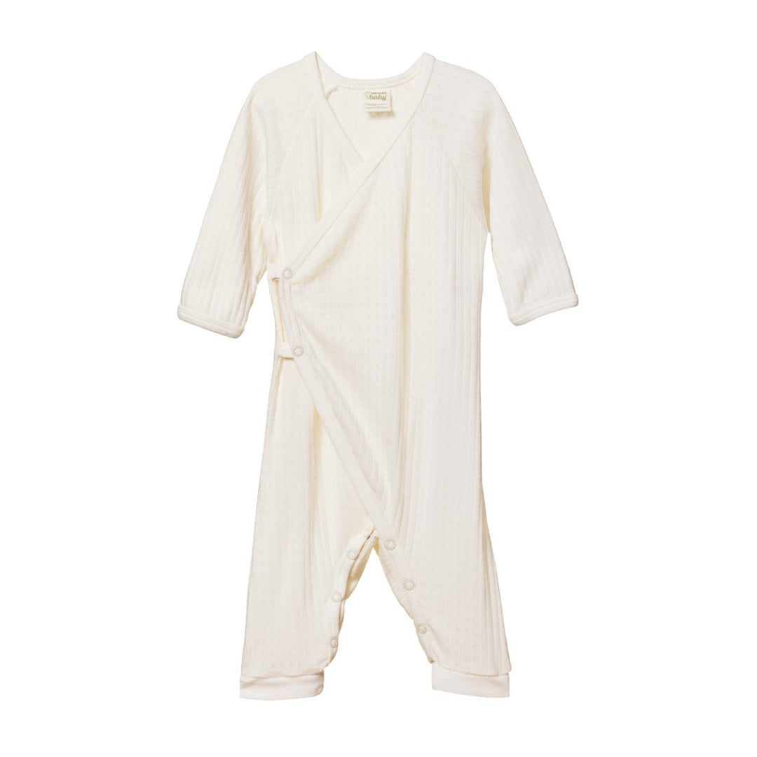 NATURE BABY - KIMONO STRETCH & GROW POINTELLE: NATURAL [sz:NB]
