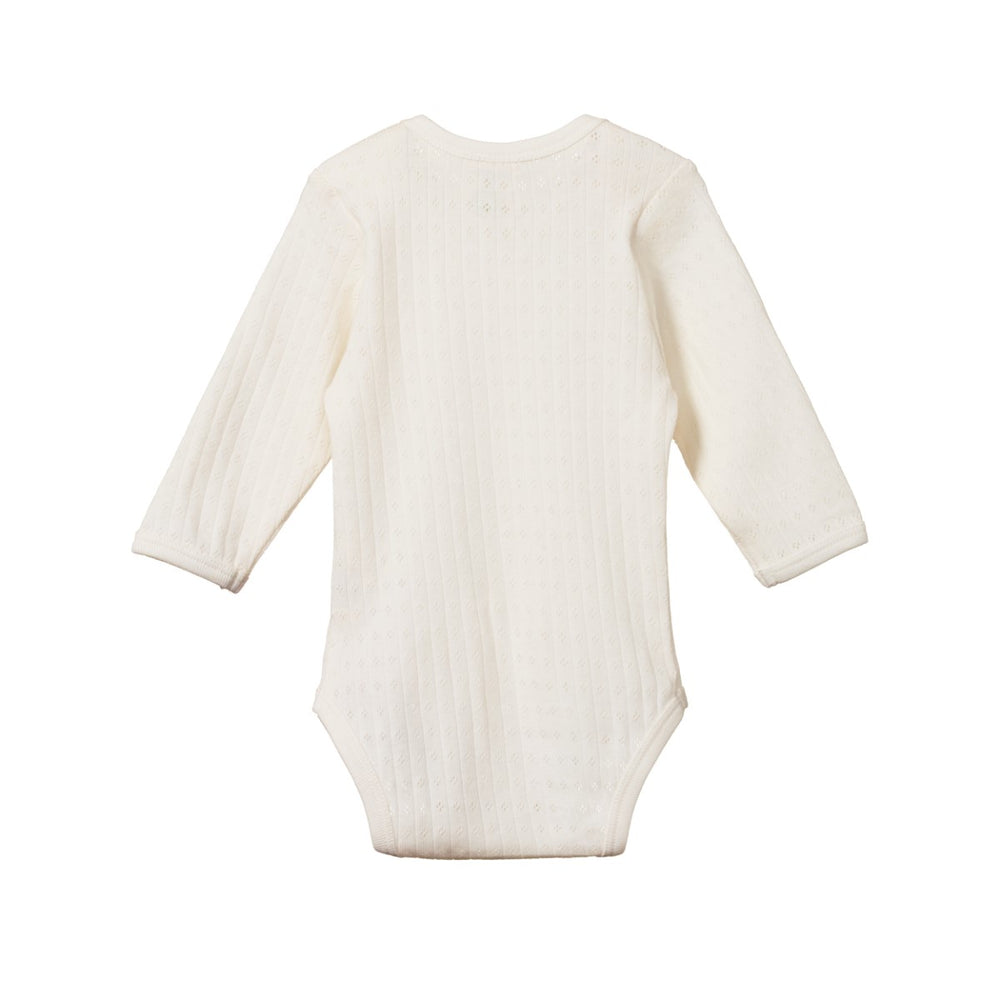 NATURE BABY - LONG SLEEVE BODYSUIT POINTELLE: NATURAL [sz:NB]