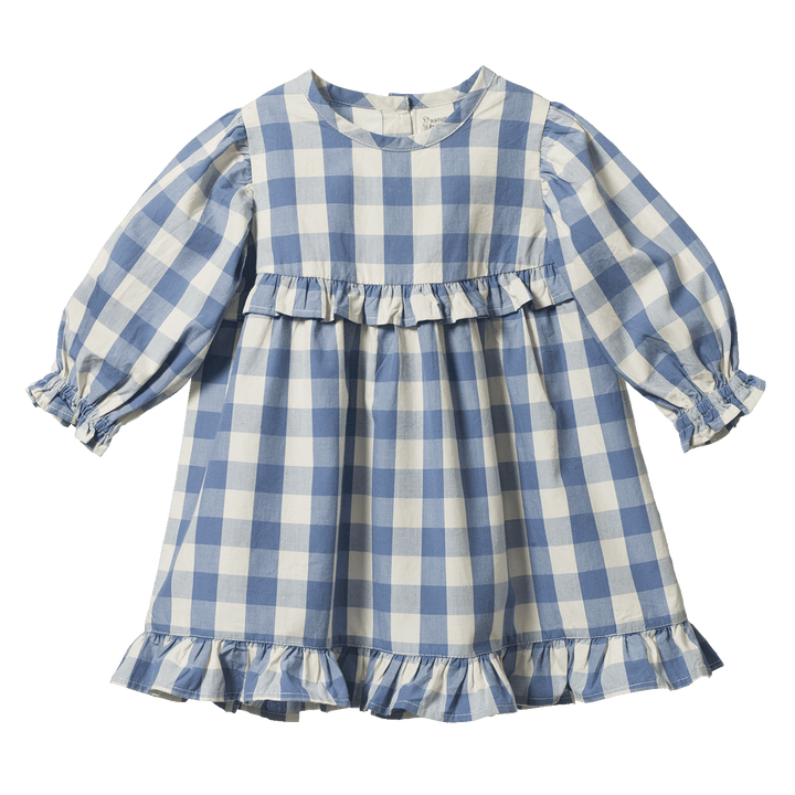 NATURE BABY - NORA DRESS: BLUEBELLE CHECK [sz:6-12 MTHS]