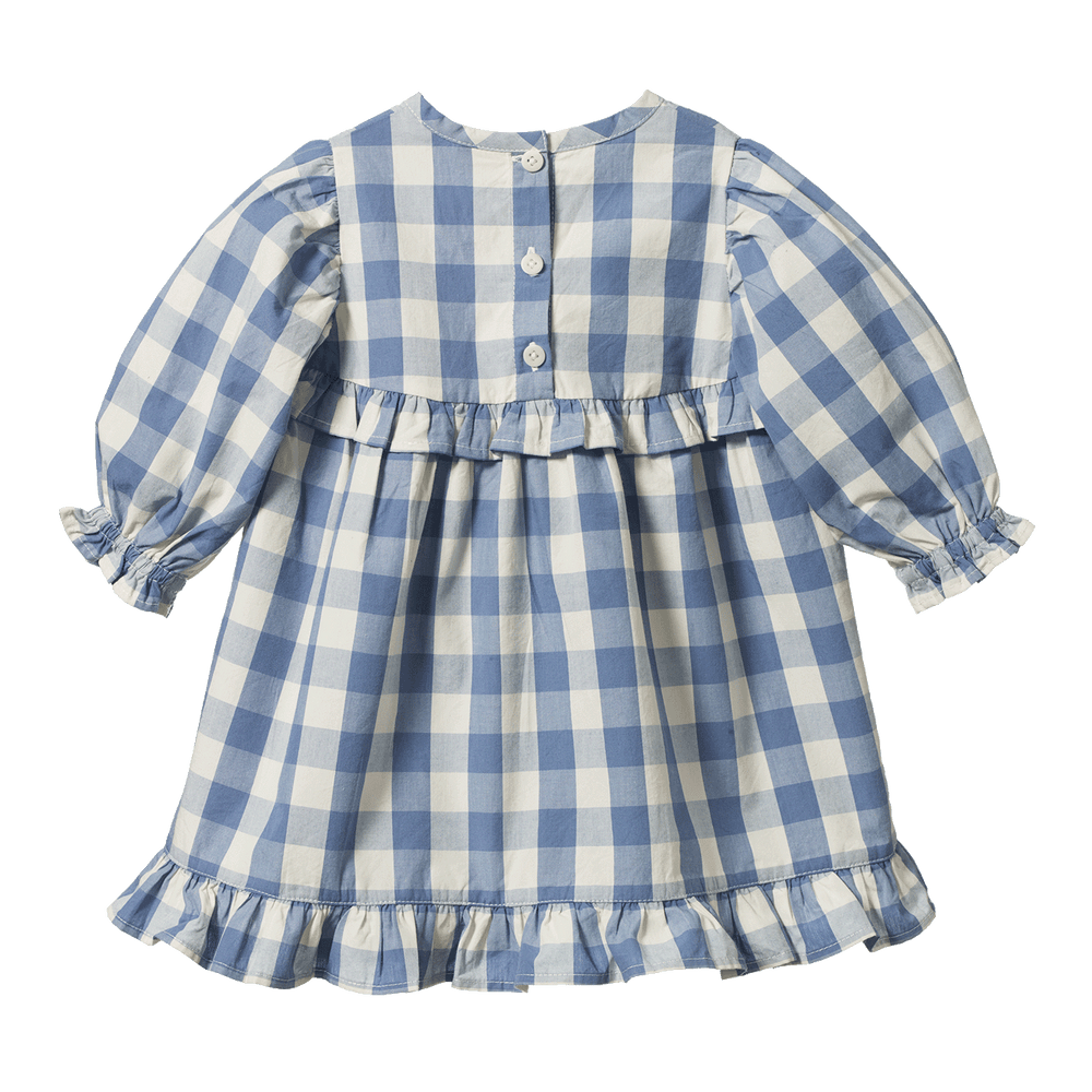 NATURE BABY - NORA DRESS: BLUEBELLE CHECK [sz:6-12 MTHS]