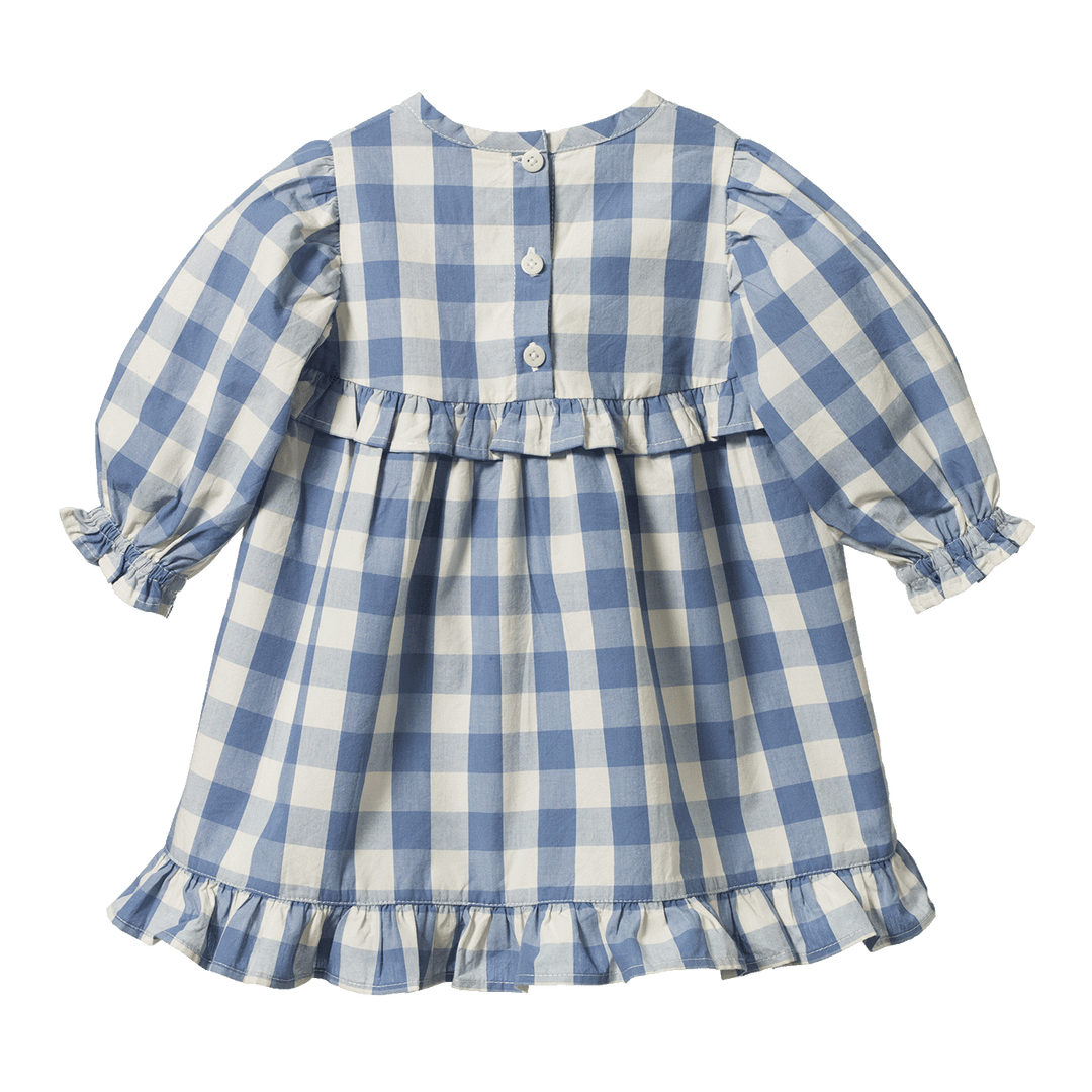 NATURE BABY - NORA DRESS: BLUEBELLE CHECK [sz:6-12 MTHS]