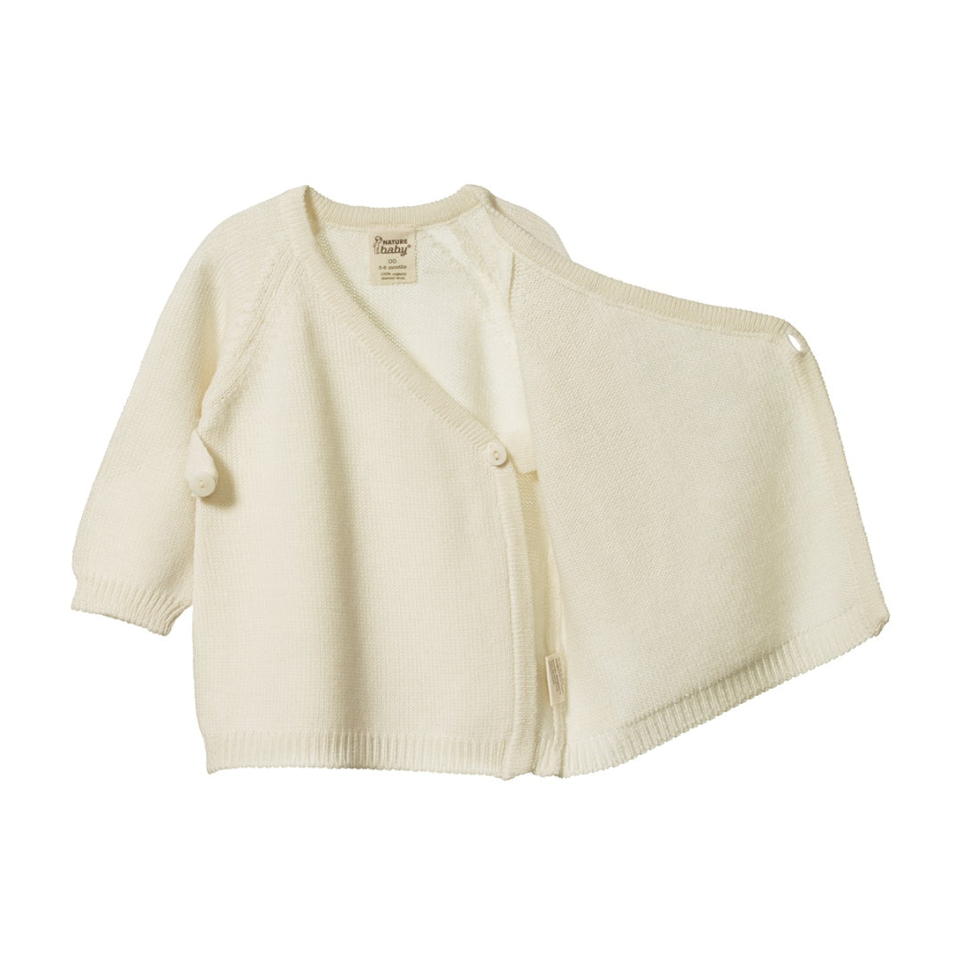 NATURE BABY - MERINO KNIT KIMONO JACKET: NATURAL [sz:NB]