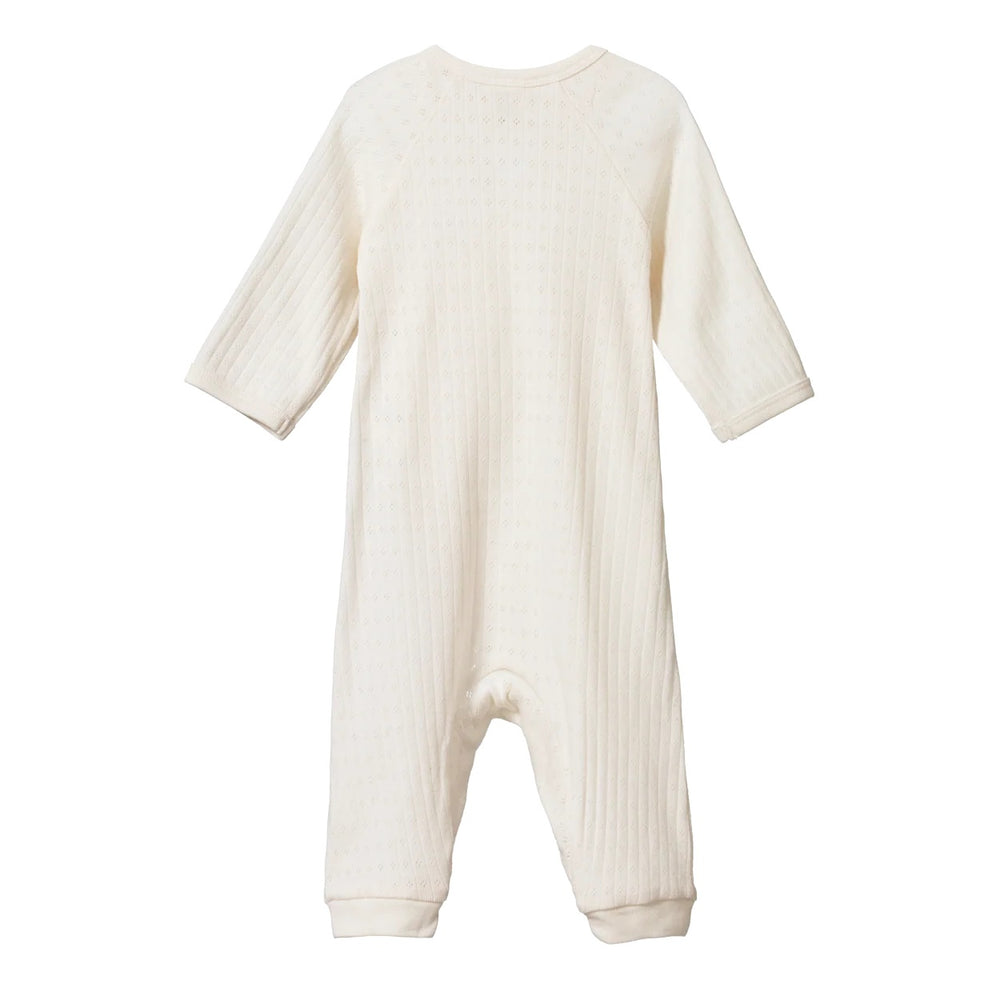 NATURE BABY - HENLEY PYJAMA SUIT: NATURAL POINTELLE [sz:0-3 MTHS]