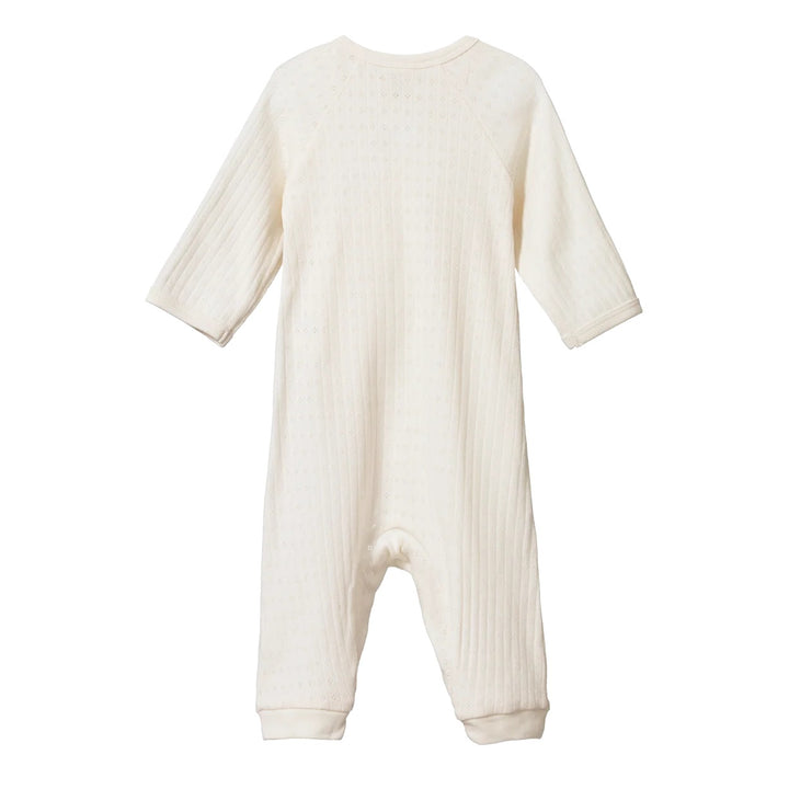 NATURE BABY - HENLEY PYJAMA SUIT: NATURAL POINTELLE [sz:0-3 MTHS]