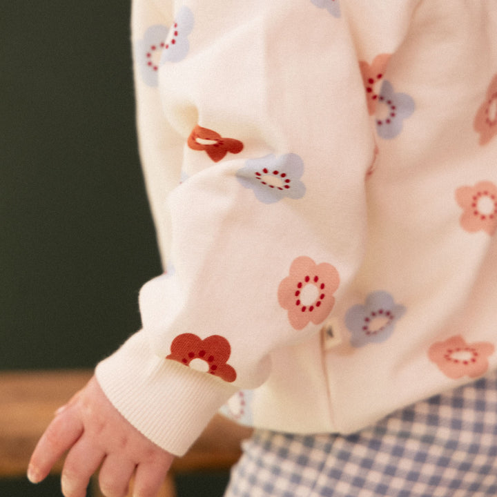 NATURE BABY - EMERSON SWEATER: FLORA STAMP PRINT [sz:6-12 MTHS]