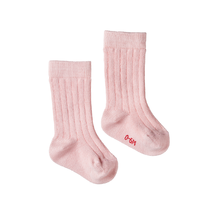 NATURE BABY - ORGANIC COTTON RIBBED SOCKS: ROSE BUD