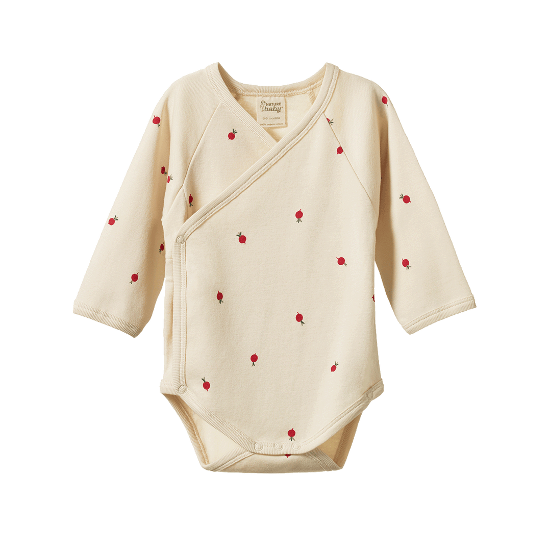 NATURE BABY - KIMONO BODYSUIT: RADISH PRINT [sz:NB]