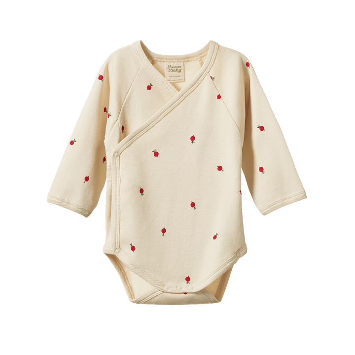 NATURE BABY - KIMONO BODYSUIT: RADISH PRINT [sz:NB]