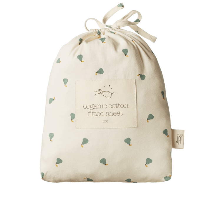 NATURE BABY - BASSINET FITTED SHEET: PETITE PEAR PRINT 