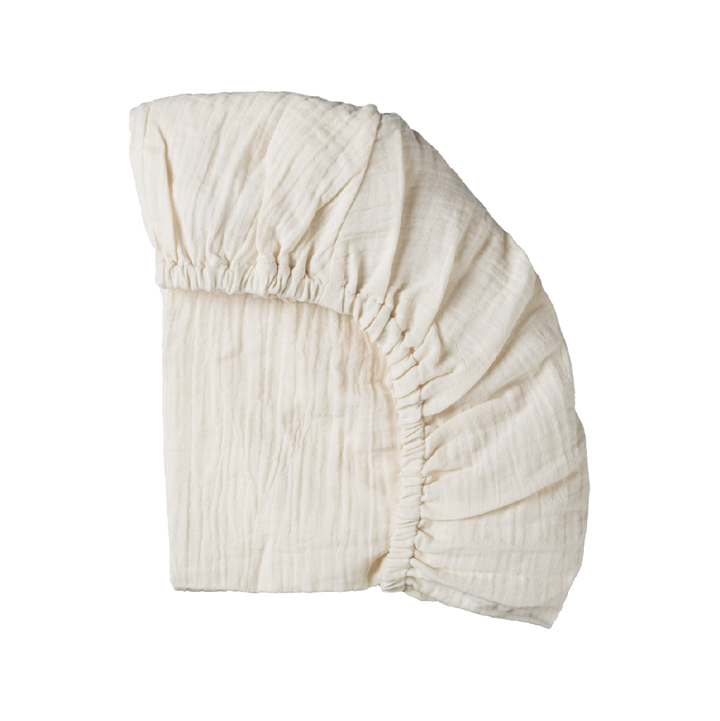 NATURE BABY - MOSES MUSLIN FITTED SHEET: NATURAL CRINKLE