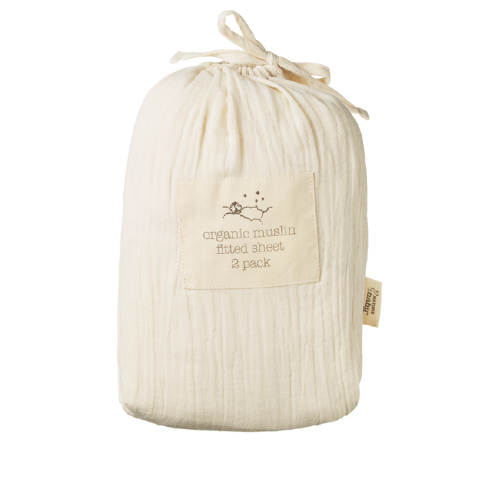 NATURE BABY - MOSES MUSLIN FITTED SHEET: NATURAL CRINKLE