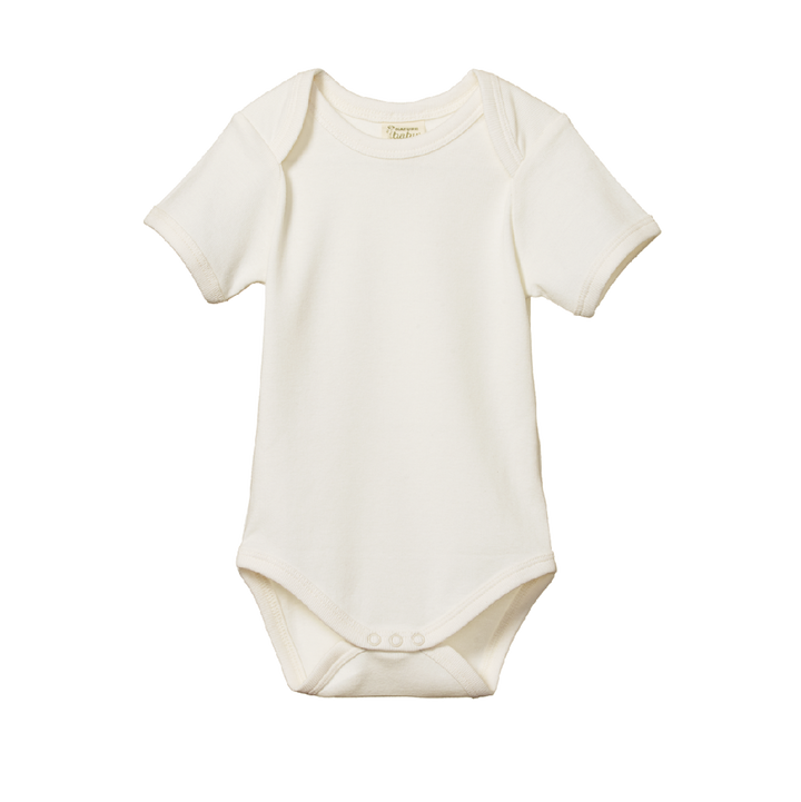 NATURE BABY - SHORT SLEEVE BODYSUIT: NATURAL