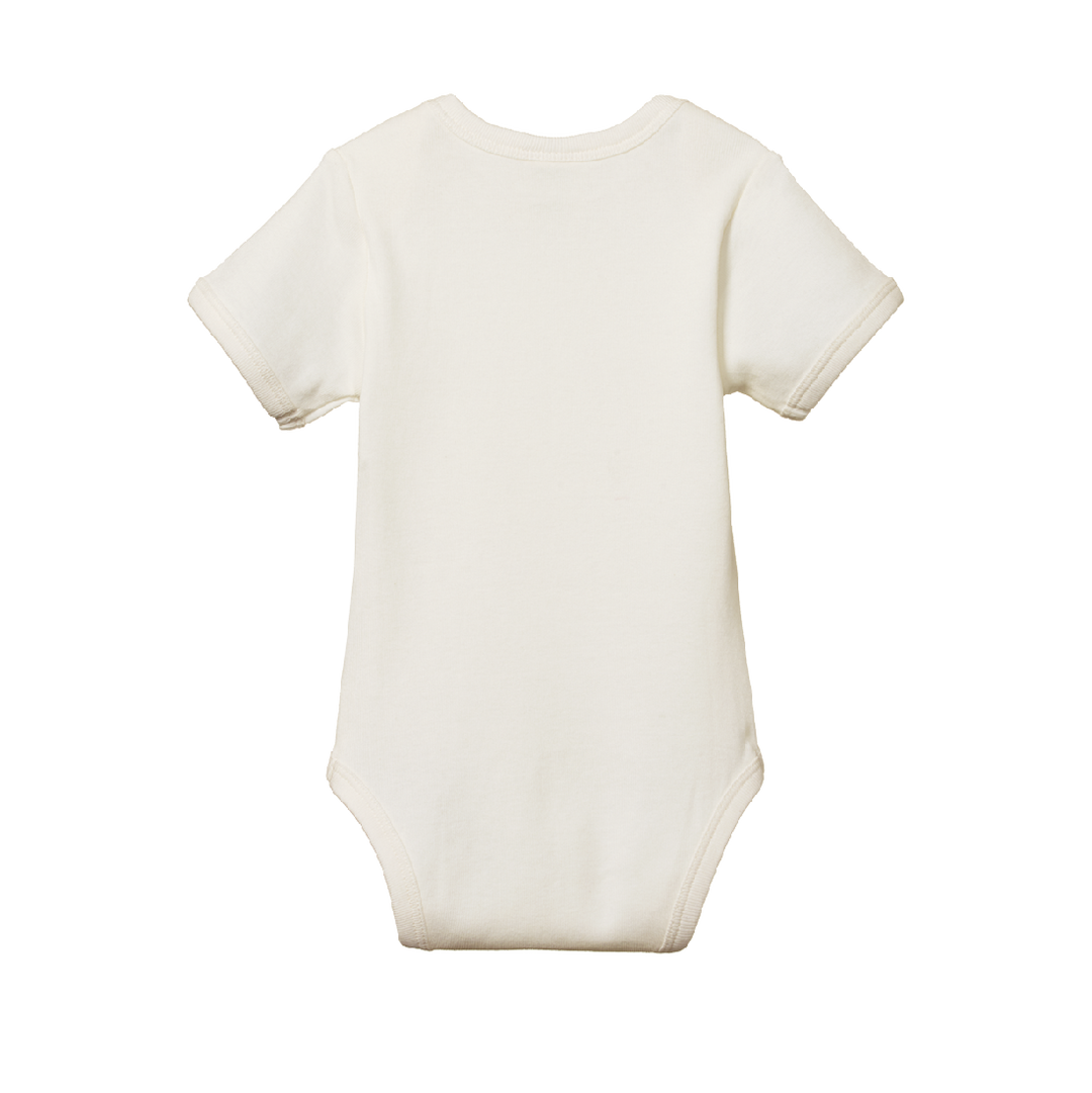 NATURE BABY - SHORT SLEEVE BODYSUIT: NATURAL