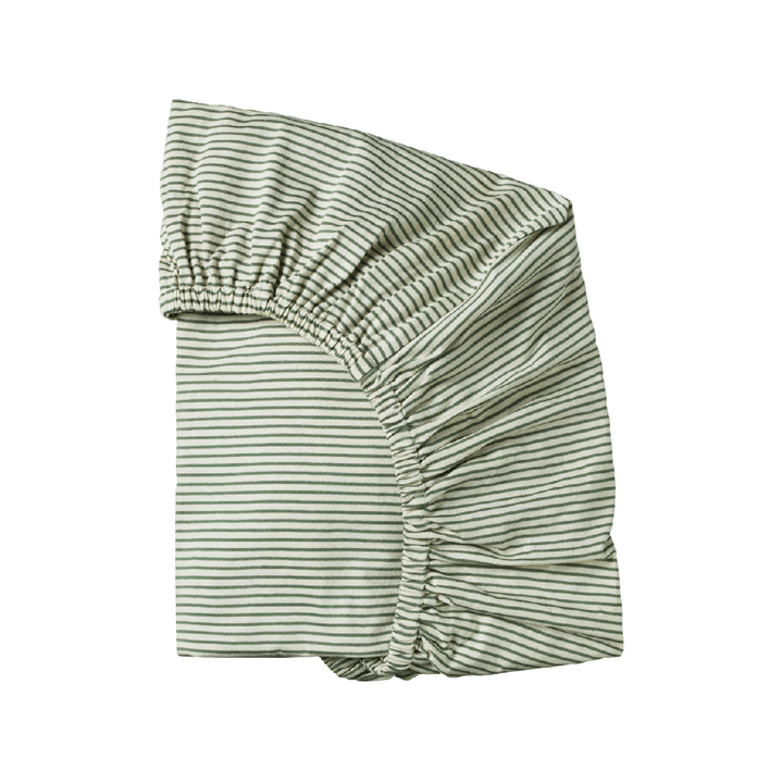 NATURE BABY - BASSINET FITTED SHEET: NETTLE PINSTRIPE