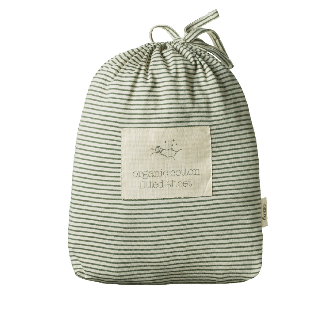 NATURE BABY - BASSINET FITTED SHEET: NETTLE PINSTRIPE