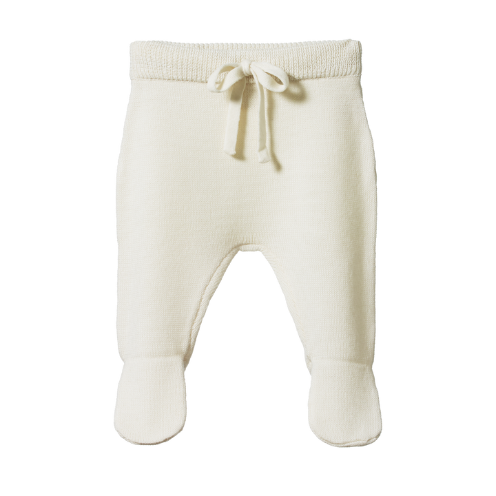 NATURE BABY - MERINO KNIT FOOTED ROMPERS: NATURAL [sz:NB]