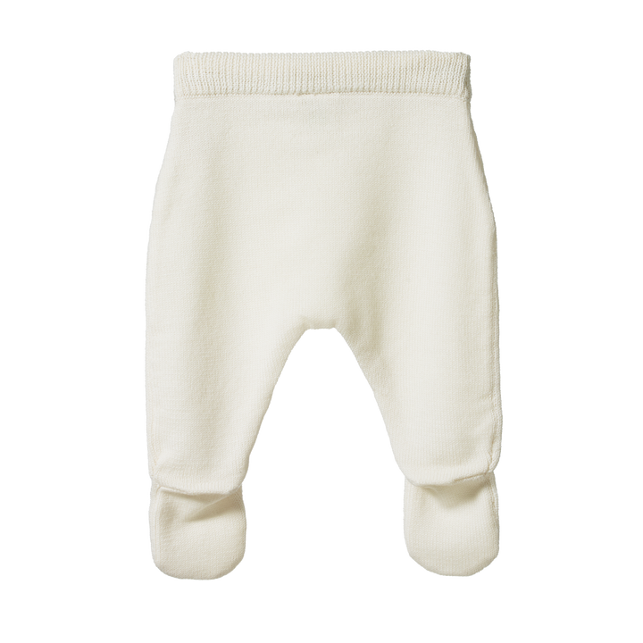 NATURE BABY - MERINO KNIT FOOTED ROMPERS: NATURAL [sz:NB]