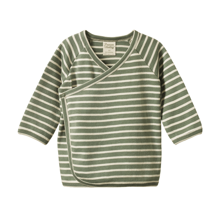 NATURE BABY - KIMONO JACKET: NETTLE TWIN STRIPE [sz:NB]