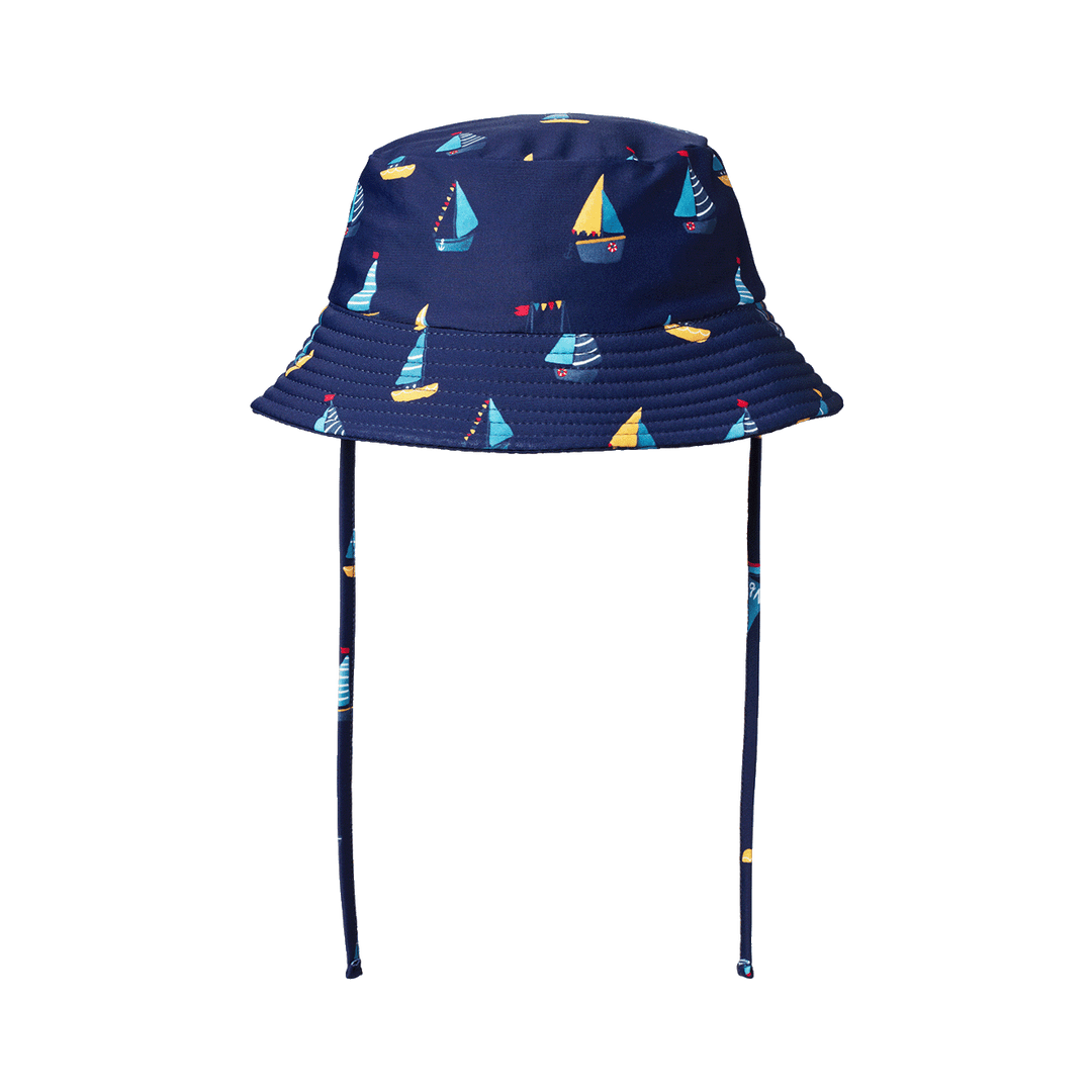 NATURE BABY - SPLASH SUNHAT: REGATTA NAVY PRINT [sz:S - 0-6 MTHS]