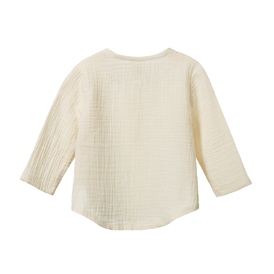 NATURE BABY - CRINKLE MUSLIN CARAVAN SHIRT: NATURAL