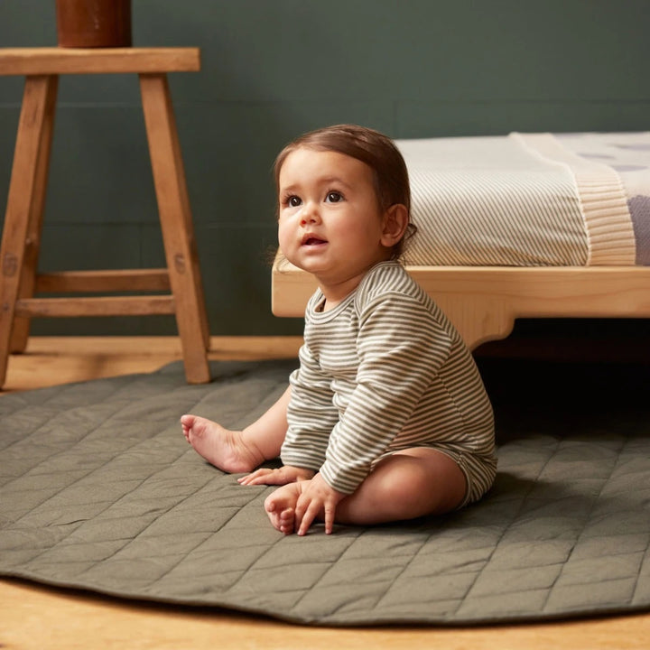 NATURE BABY - LONG SLEEVE BODYSUIT: NETTLE STRIPE [sz:0-3 MTHS]
