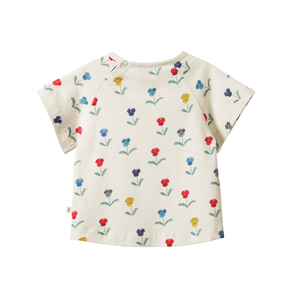 NATURE BABY - JUNIPER TEE: DELPHINE BLOOMS PRINT [sz:6-12 MTHS]