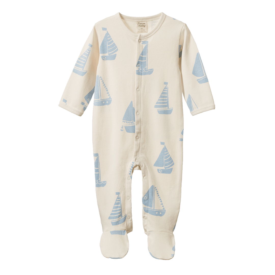 NATURE BABY - STRETCH & GROW: REGATTA BLUE PRINT [sz:0-3 MTHS]