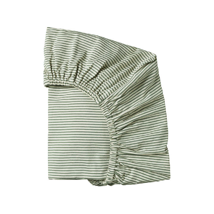 NATURE BABY - COT FITTED SHEET: NETTLE PINSTRIPE 