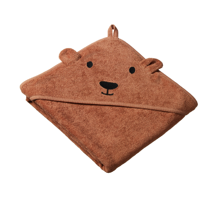 NATURE BABY - ORGANIC COTTON BEAR HOODED TOWEL: HAZELNUT 