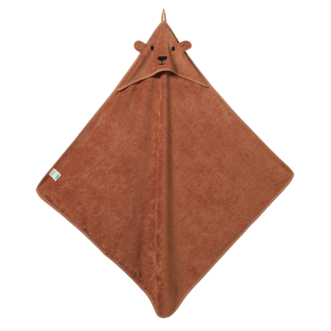 NATURE BABY - ORGANIC COTTON BEAR HOODED TOWEL: HAZELNUT 