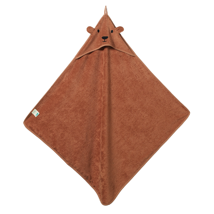 NATURE BABY - ORGANIC COTTON BEAR HOODED TOWEL: HAZELNUT 