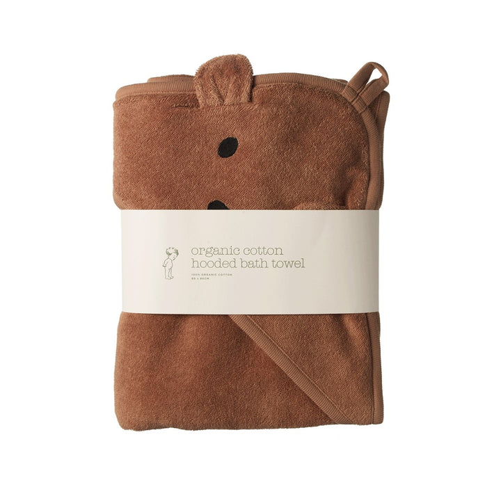 NATURE BABY - ORGANIC COTTON BEAR HOODED TOWEL: HAZELNUT 
