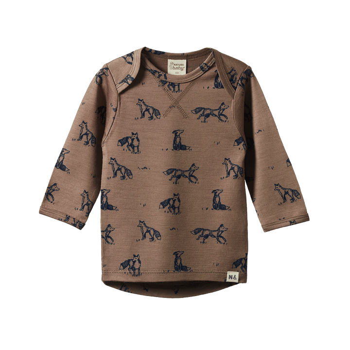NATURE BABY - MERINO ESSENTIAL TEE: FOXY PRINT [sz:3-6 MTHS]