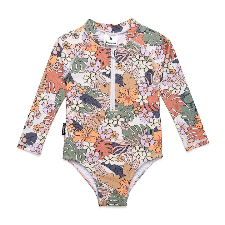 CRYWOLF - LONG SLEEVE SWIMSUIT: TROPICAL FLORAL