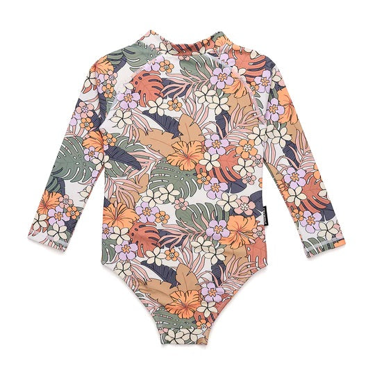 CRYWOLF - LONG SLEEVE SWIMSUIT: TROPICAL FLORAL
