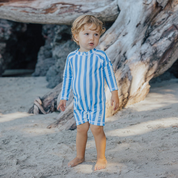 CRYWOLF - RASH SUIT: DEEP SEA STRIPE [sz:3-6 MTHS]