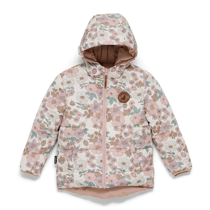 CRYWOLF - REVERSIBLE ECO PUFFER: DAISY FLORAL [sz:2 YRS]