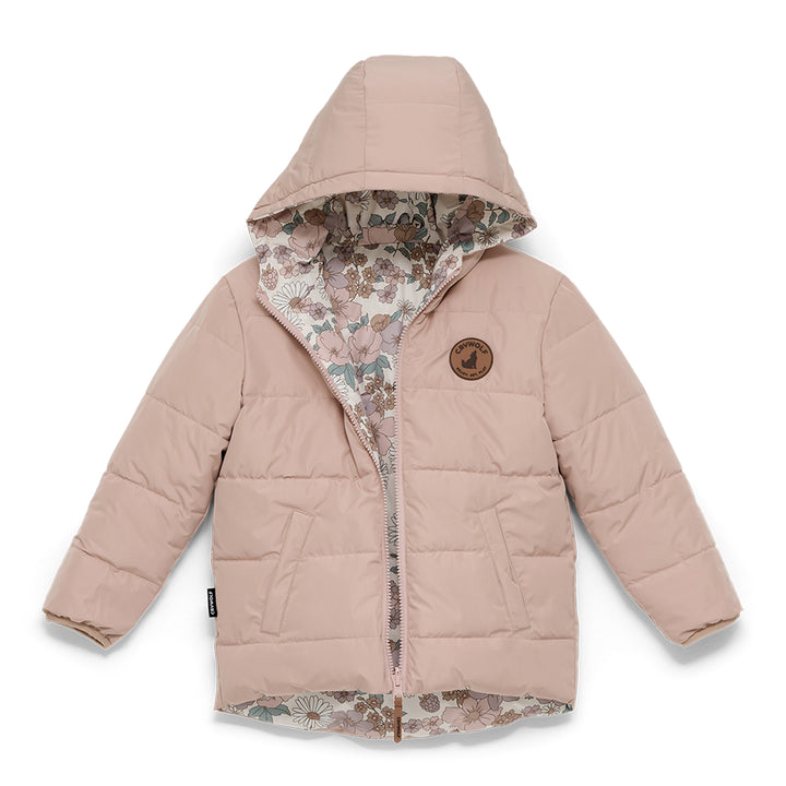 CRYWOLF - REVERSIBLE ECO PUFFER: DAISY FLORAL [sz:2 YRS]