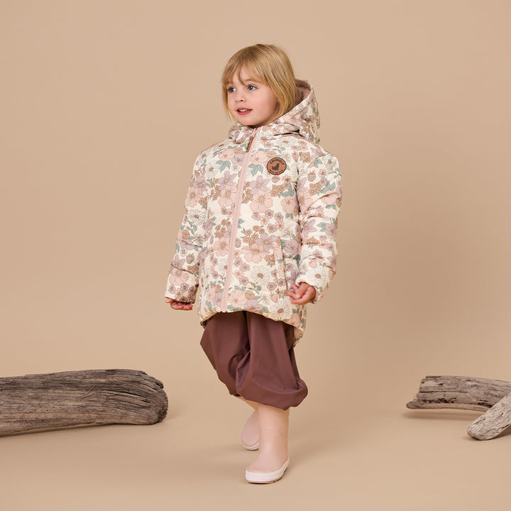 CRYWOLF - REVERSIBLE ECO PUFFER: DAISY FLORAL [sz:2 YRS]