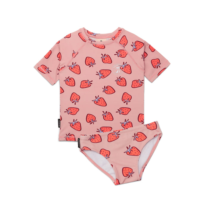 CRYWOLF - SHORT SLEEVE RASH VEST SET: STRAWBERRY SPLASH [sz:1 YR]