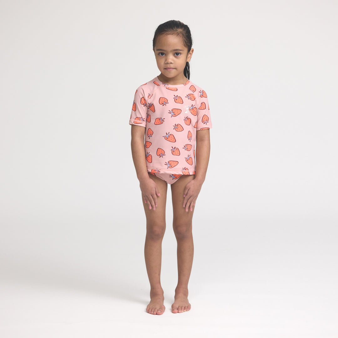 CRYWOLF - SHORT SLEEVE RASH VEST SET: STRAWBERRY SPLASH [sz:1 YR]