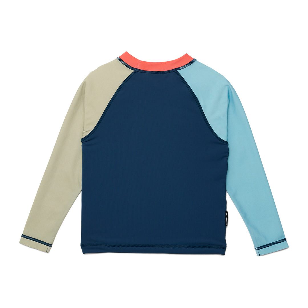CRYWOLF - LONG SLEEVE RASH VEST: OCEAN COLOURBLOCK [sz:1 YR]