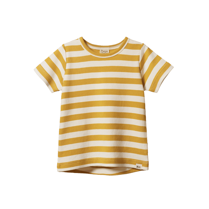 NATURE BABY - RIVER TEE: GOLDEN SEA STRIPE [sz:6-12 MTHS]