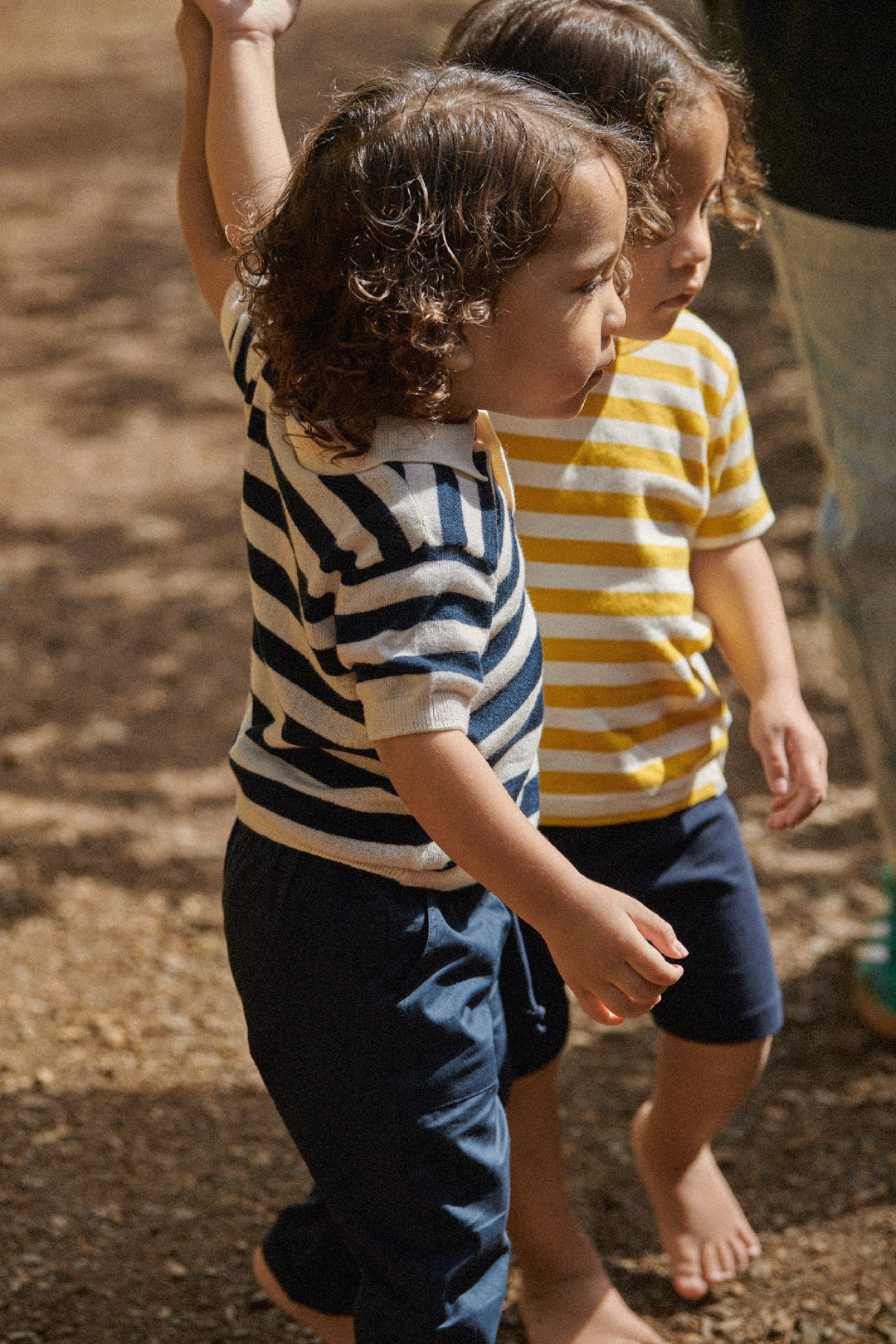 NATURE BABY - RIVER TEE: GOLDEN SEA STRIPE [sz:6-12 MTHS]