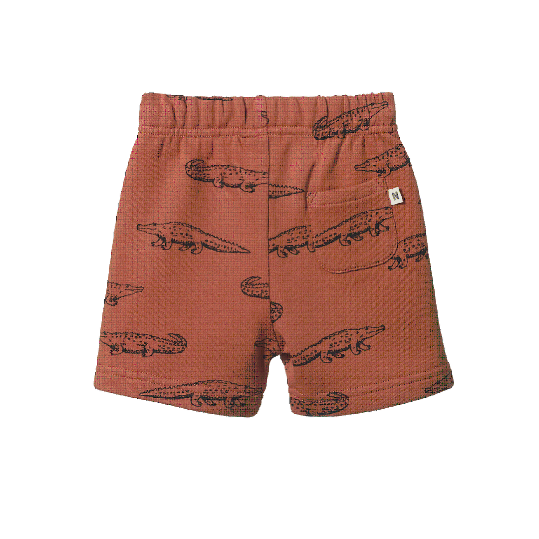 NATURE BABY - JIMMY SHORTS SWEATSHIRT KNIT: CROCODILE PRINT